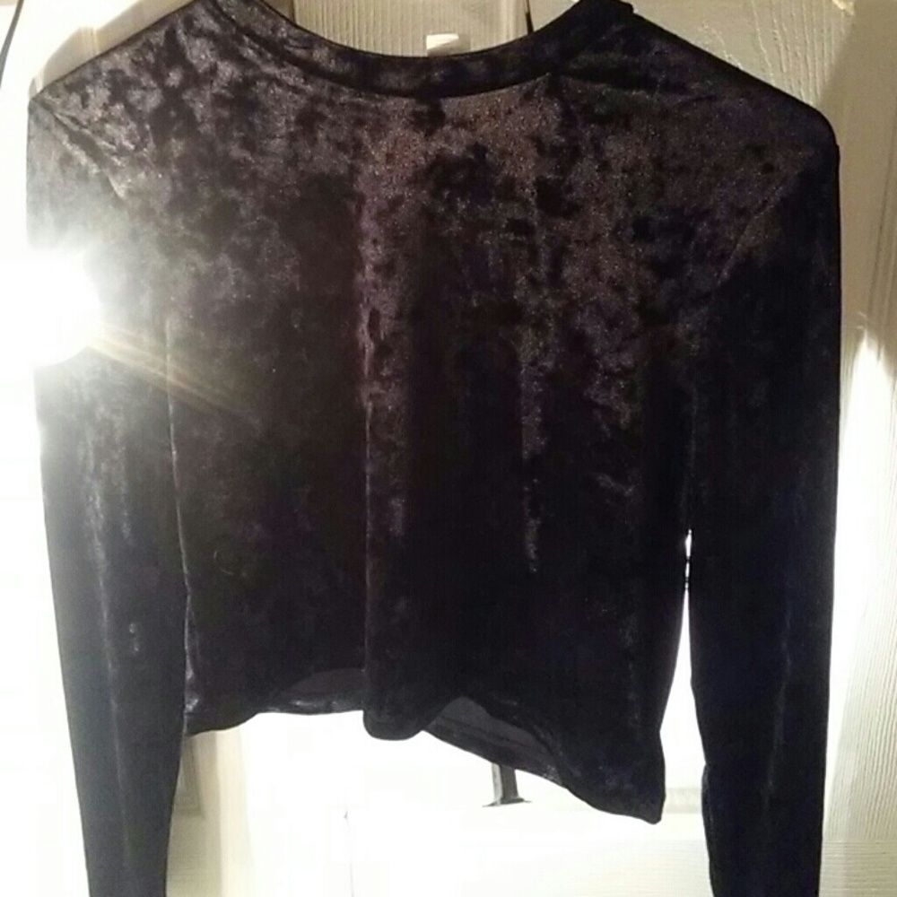 Black velvet crop top